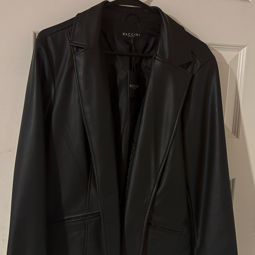 Baccini Women's Sleek Black faux Leather Jacket